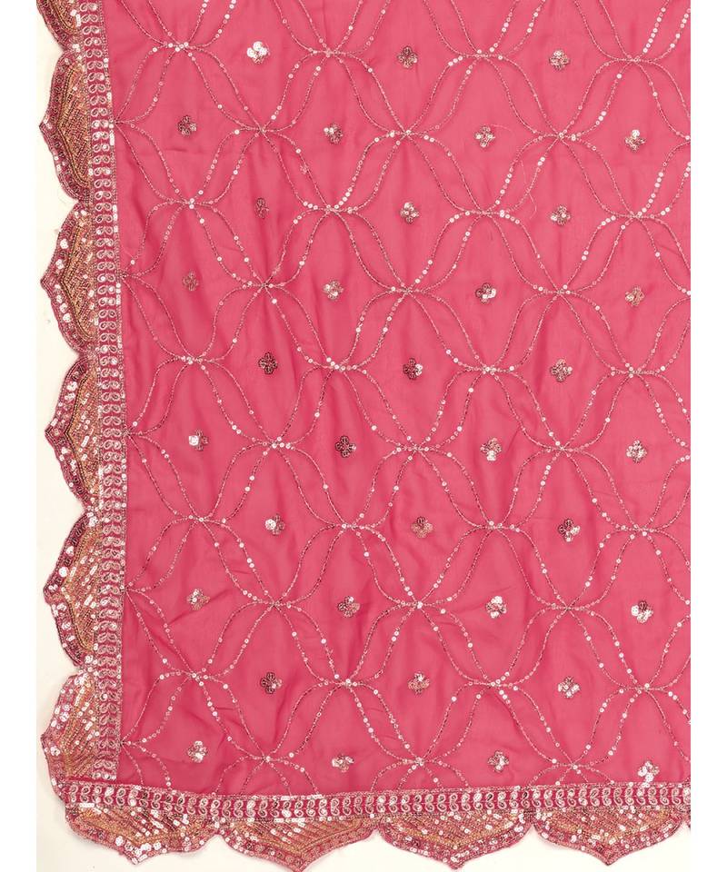 Bubblegum Pink Sequence Embroidered Georgette Lehenga Choli