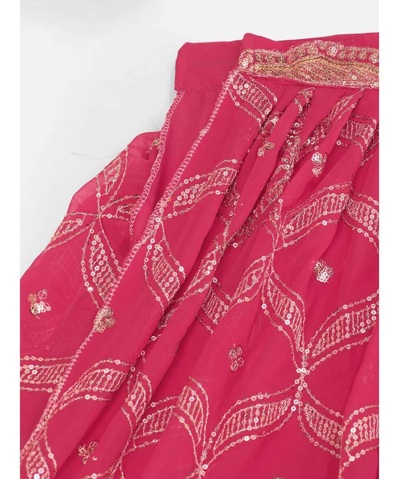 Bubblegum Pink Sequence Embroidered Georgette Lehenga Choli