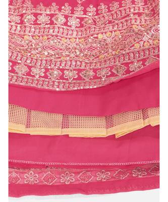 Bubblegum Pink Sequence Embroidered Georgette Lehenga Choli 4