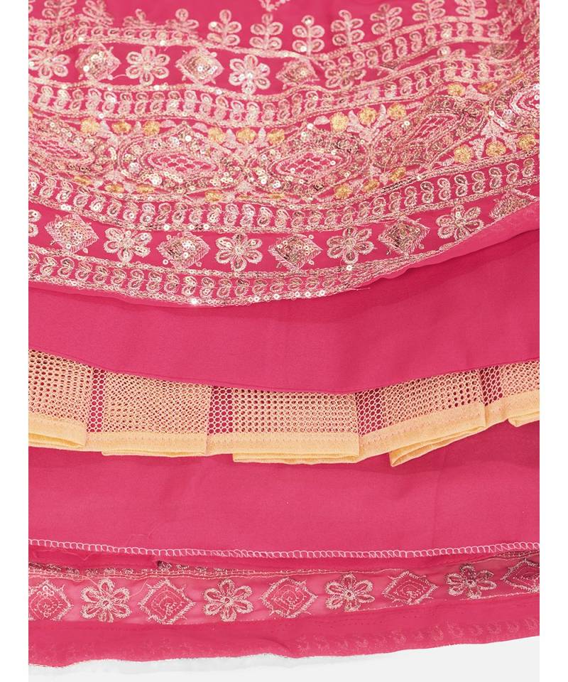 Bubblegum Pink Sequence Embroidered Georgette Lehenga Choli