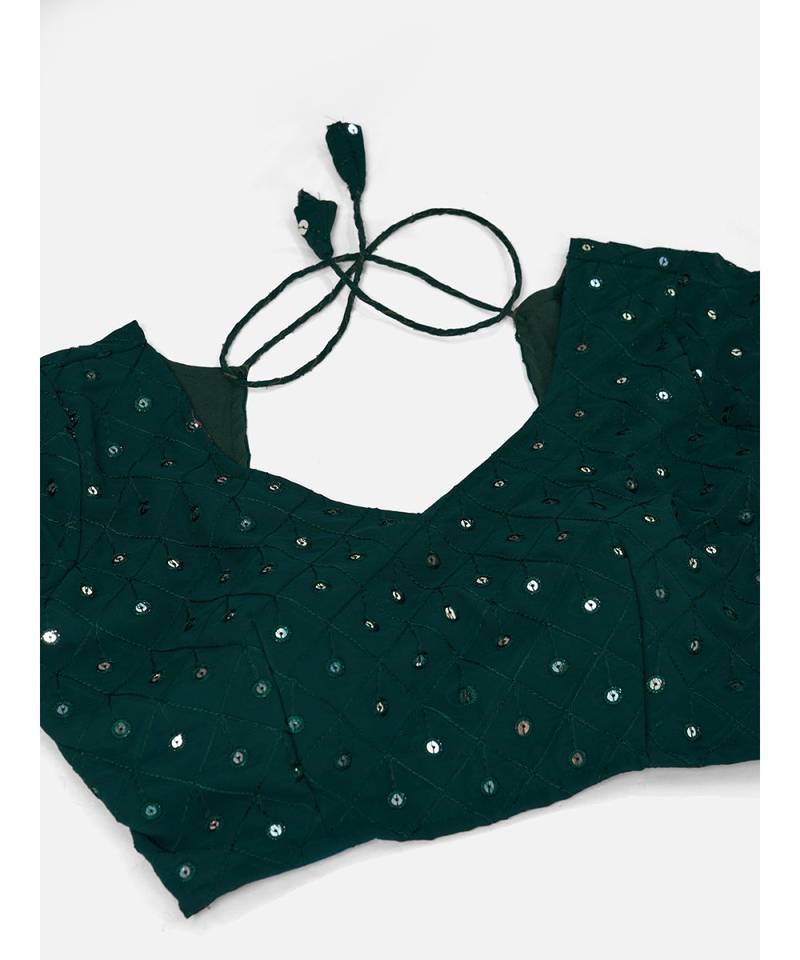 Bottle Green Georgette Lehenga Choli With Contrast Dupata