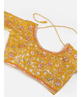 Sunshine Yellow Georgette Pleated Worked Lehenga Choli 2