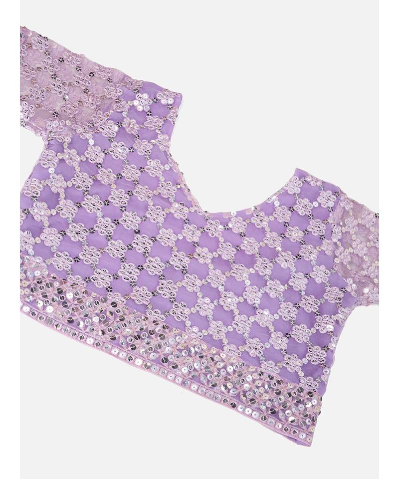 Pale Lavender Soft Net Sequence Embroidered Lehenga Choli