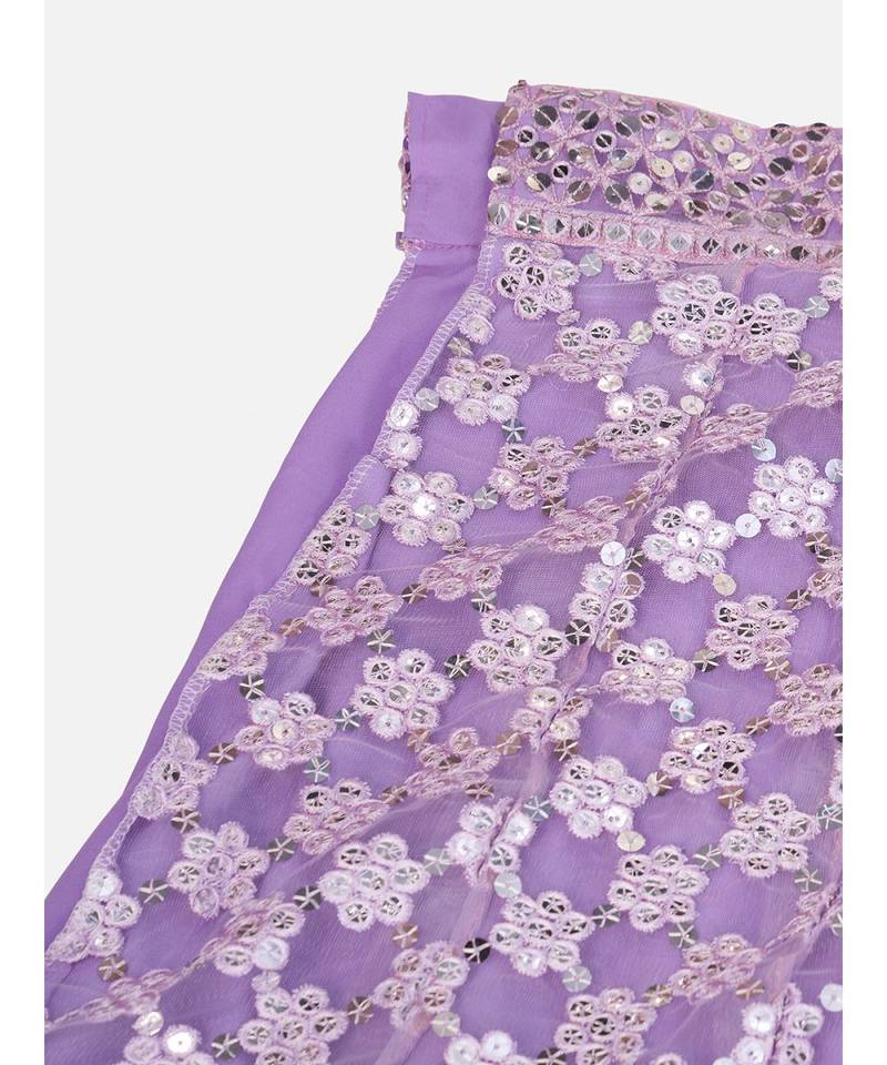 Pale Lavender Soft Net Sequence Embroidered Lehenga Choli