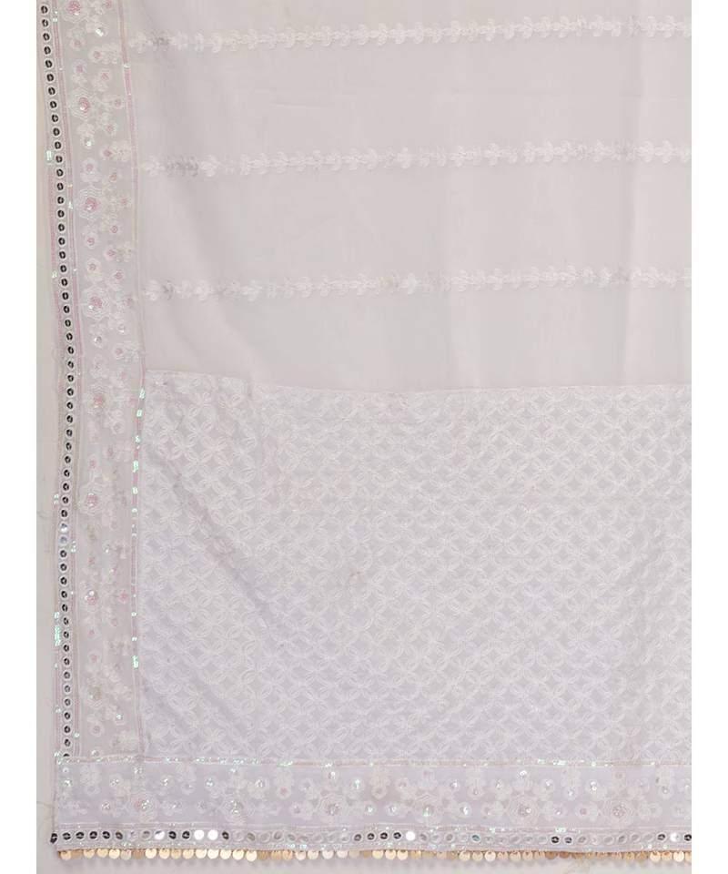 Ice White Poly Chinon Chiffon Luxurious Lehenga Choli