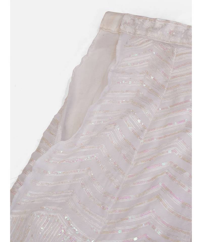 Ice White Poly Chinon Chiffon Luxurious Lehenga Choli