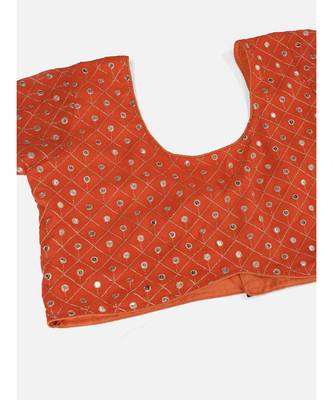 Melon Orange Poly Georgette Gota Patti Worked Lehenga Choli 2