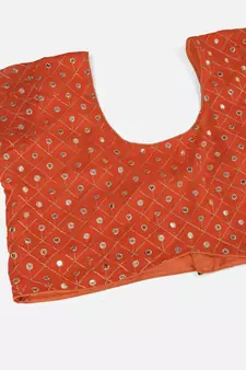 Melon Orange Poly Georgette Gota Patti Worked Lehenga Choli