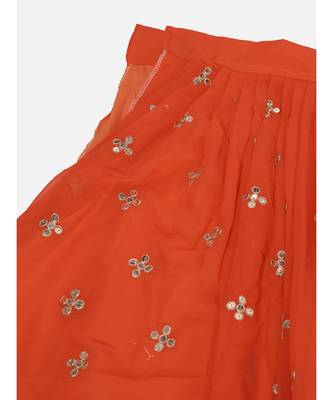 Melon Orange Poly Georgette Gota Patti Worked Lehenga Choli 8