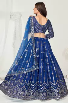 Royal Blue Dazzling Multi Worked Georgette Lehenga Choli