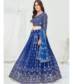 Royal Blue Dazzling Multi Worked Georgette Lehenga Choli