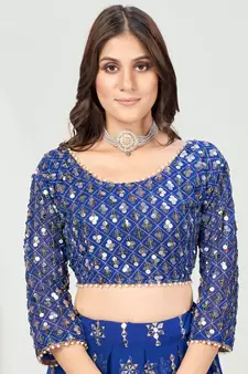 Royal Blue Dazzling Multi Worked Georgette Lehenga Choli