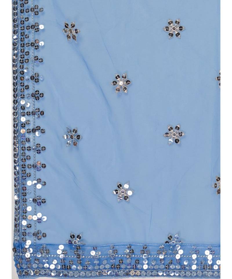 Royal Blue Dazzling Multi Worked Georgette Lehenga Choli