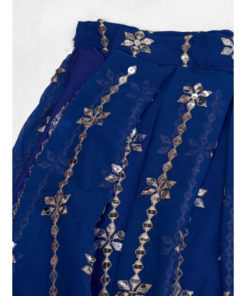 Royal Blue Dazzling Multi Worked Georgette Lehenga Choli
