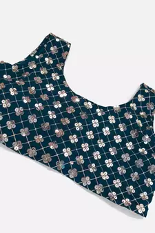 Rama Blue Golden Thread Georgette Lehenga Choli