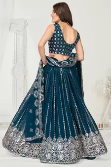 Rama Blue Golden Thread Georgette Lehenga Choli