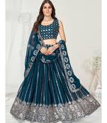 Rama Blue Golden Thread Georgette Lehenga Choli