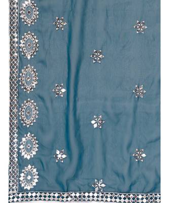 Rama Blue Golden Thread Georgette Lehenga Choli 8