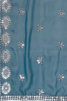 Rama Blue Golden Thread Georgette Lehenga Choli