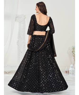 Sable Black Navratri Special Sequence Worked Lehenga Choli 3