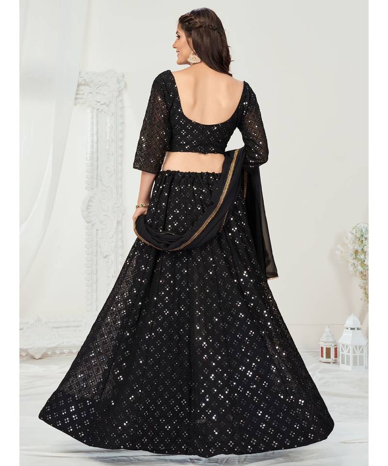 Sable Black Navratri Special Sequence Worked Lehenga Choli