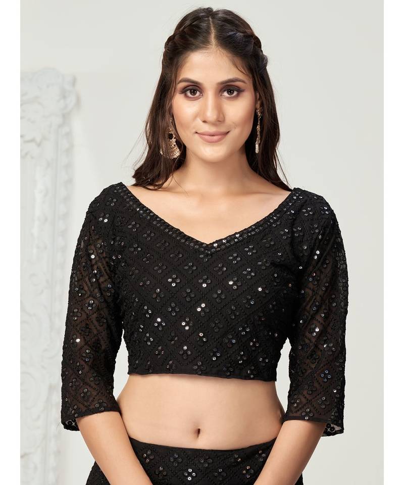 Sable Black Navratri Special Sequence Worked Lehenga Choli