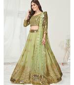 Pista Green Golden Thread Silk Lehenga Choli