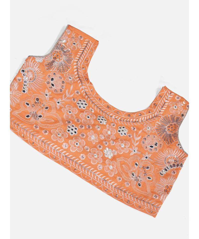 Saffron Orange Silver Worked Lehenga Choli