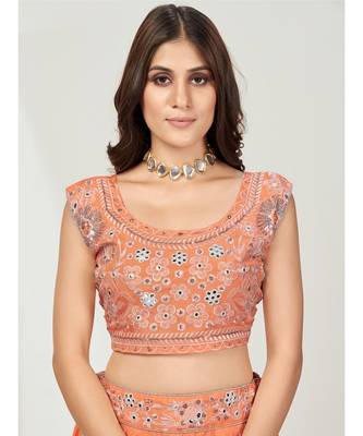Saffron Orange Silver Worked Lehenga Choli 6