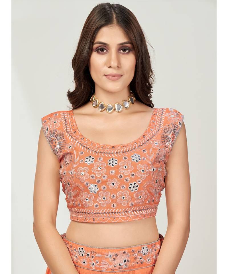 Saffron Orange Silver Worked Lehenga Choli