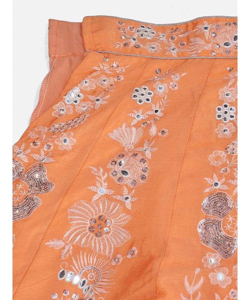 Saffron Orange Silver Worked Lehenga Choli