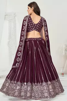 Wine Purple Gota Patti Worked Georgette Lehenga Choli
