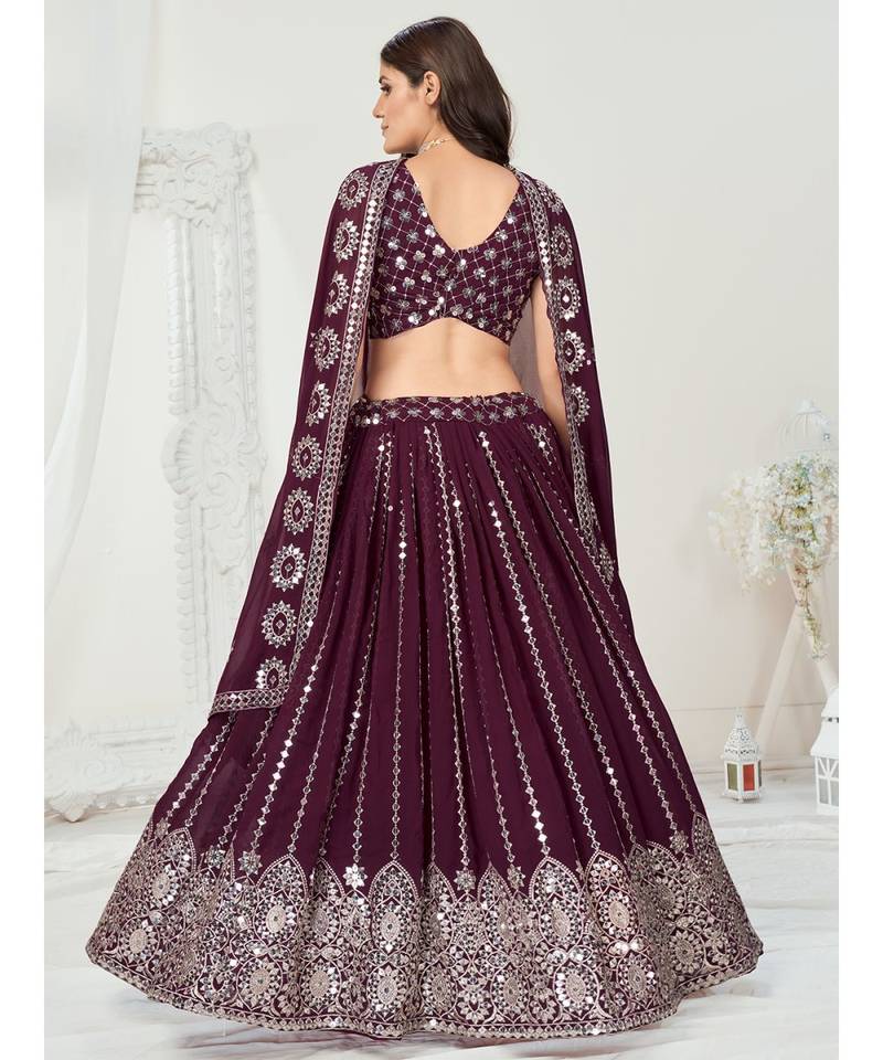 Wine Purple Gota Patti Worked Georgette Lehenga Choli