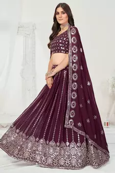 Wine Purple Gota Patti Worked Georgette Lehenga Choli