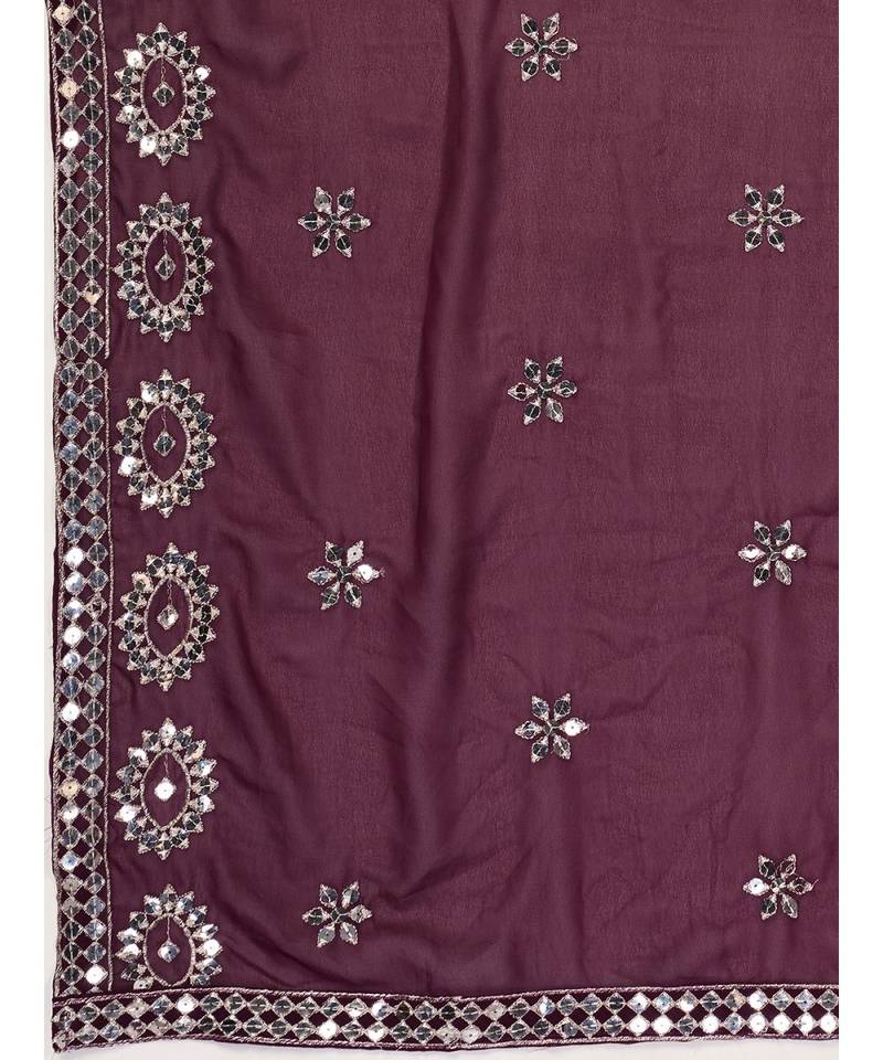 Wine Purple Gota Patti Worked Georgette Lehenga Choli