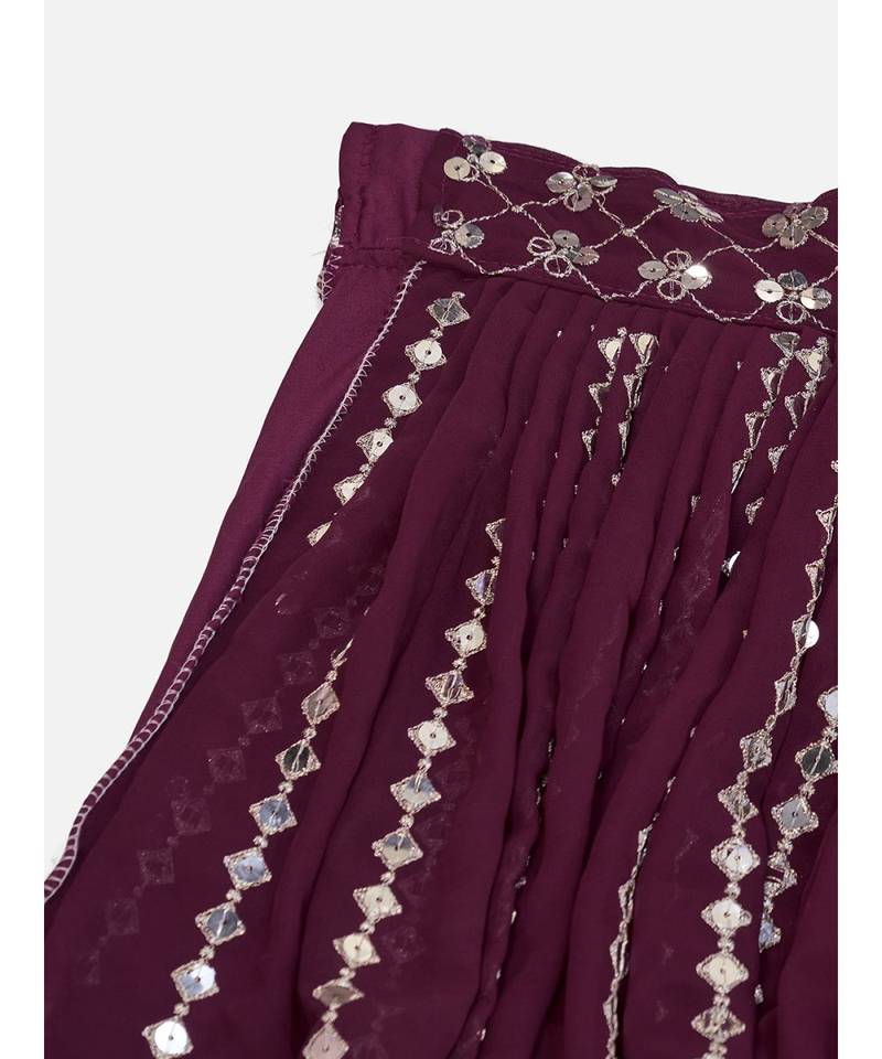 Wine Purple Gota Patti Worked Georgette Lehenga Choli
