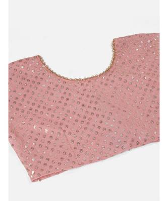 Melon Pink Thread Embroidered Georgette Lehenga Choli 2