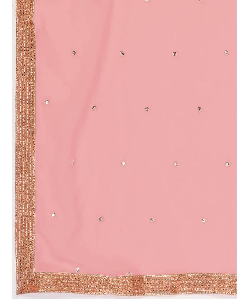 Melon Pink Thread Embroidered Georgette Lehenga Choli