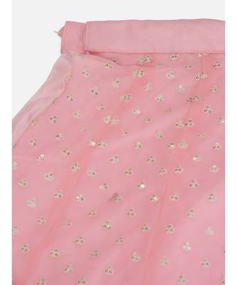 Melon Pink Thread Embroidered Georgette Lehenga Choli 8