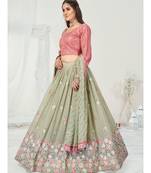 Moss Green Sequence Embroidered Georgette Lehenga Choli
