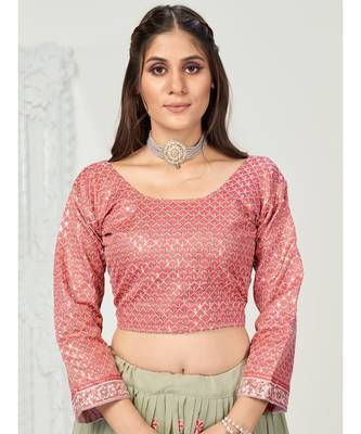 Moss Green Sequence Embroidered Georgette Lehenga Choli 6