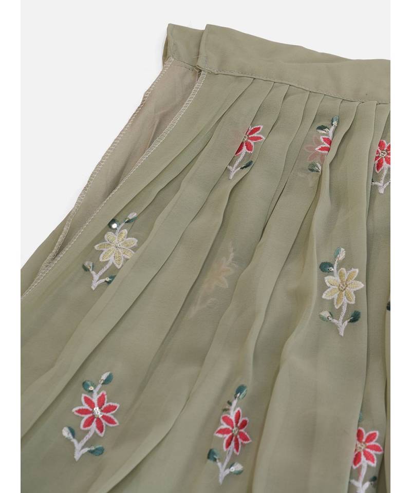 Moss Green Sequence Embroidered Georgette Lehenga Choli