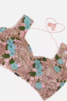 Ice Blue or Pink Sequence Worked Lehenga Choli
