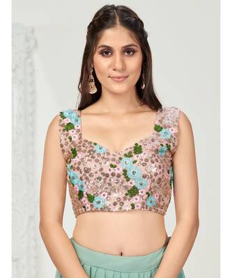 Ice Blue or Pink Sequence Worked Lehenga Choli 5