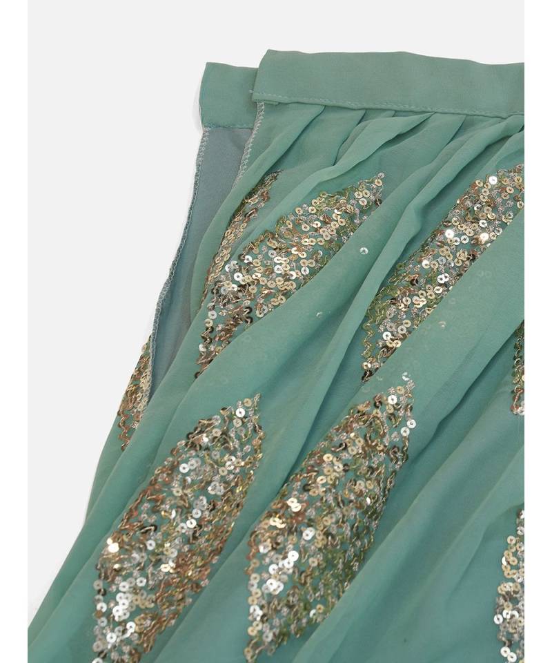 Ice Blue or Pink Sequence Worked Lehenga Choli