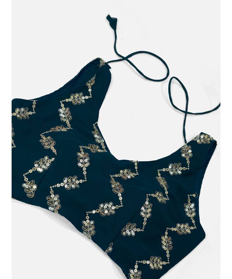 Deep Peacock Blue Sequence Georgette Lehenga Choli