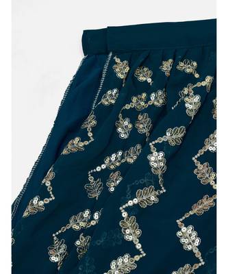 Deep Peacock Blue Sequence Georgette Lehenga Choli 8