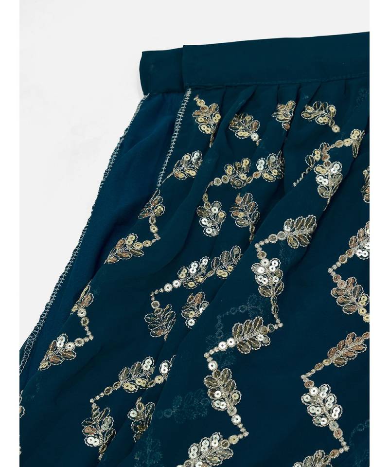 Deep Peacock Blue Sequence Georgette Lehenga Choli