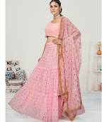 Rose Pink Fancy Party Wear Tissue Silk Lehenga Choli