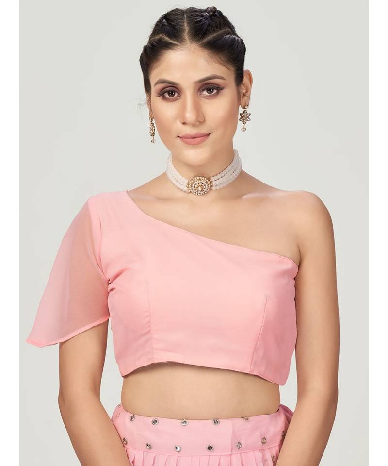 Rose Pink Fancy Party Wear Tissue Silk Lehenga Choli